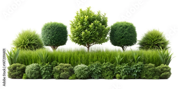 Fototapeta bush plant isolated, shrubs and grass, Sage plant(Juniper Bush, Cytisus supranubius ,Euphorbia gummifera)  plant on transparent background, clipping path.