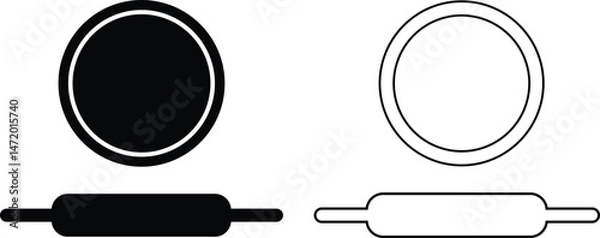 Fototapeta Rolling pin on a cutting board icon set. Dough and rolling pin vector for web isolated on transparent background. Element for culinary designs web and app.