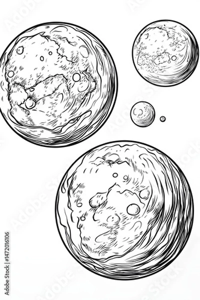 Fototapeta Abstract representation of multiple celestial bodies Generative AI