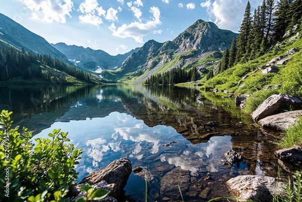 Fototapeta Crystal Clear Mountain Lake Reflection