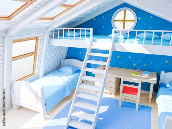 Fototapeta child bedroom on attic