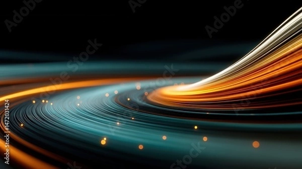 Obraz Abstract swirling teal and orange light streaks design perfect for technology backgrounds
