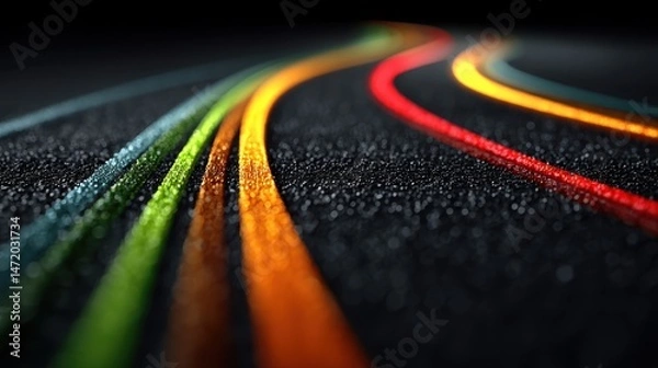Obraz Abstract Colorful Lines on Dark Textured Surface Rainbow Hues Dynamic Design
