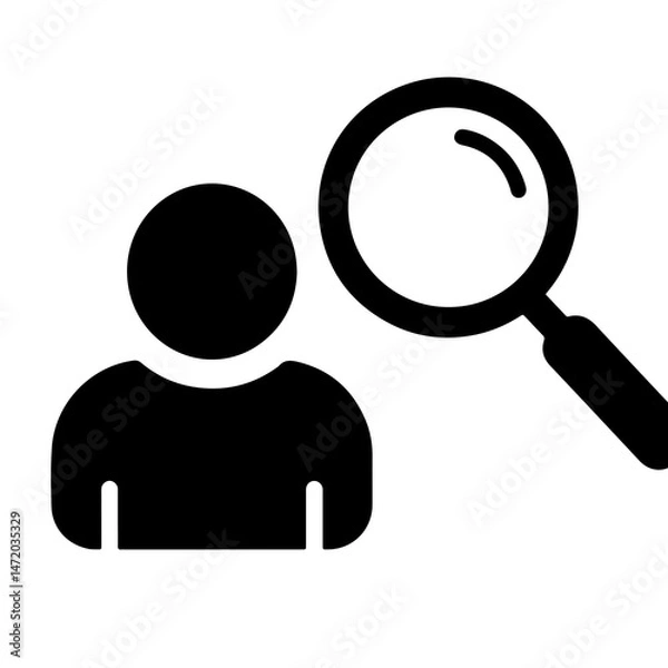 Fototapeta Flat Black Recruitment Icon on Transparent Background – Minimal Vector of Hiring Process and Candidate Search