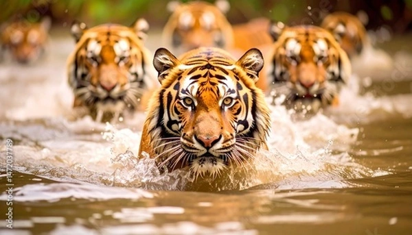 Fototapeta 泳いでいる虎