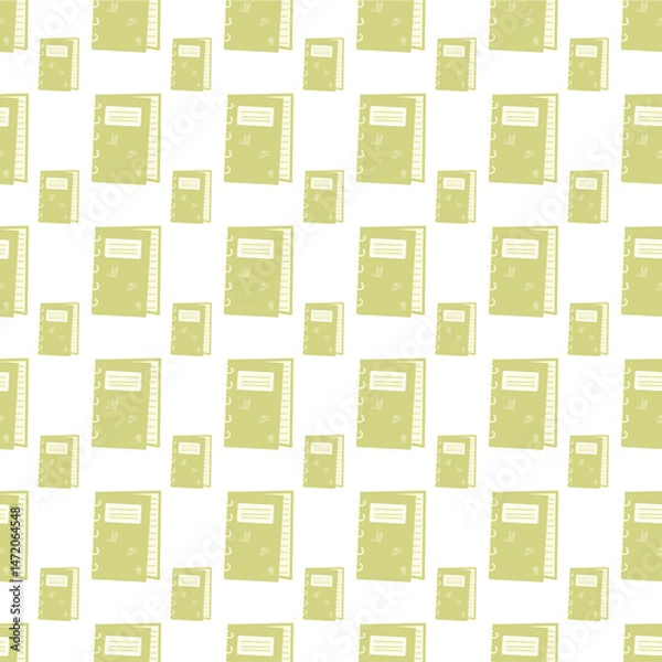 Fototapeta Pattern with green notebooks, seamless pattern for design, flat illustration.