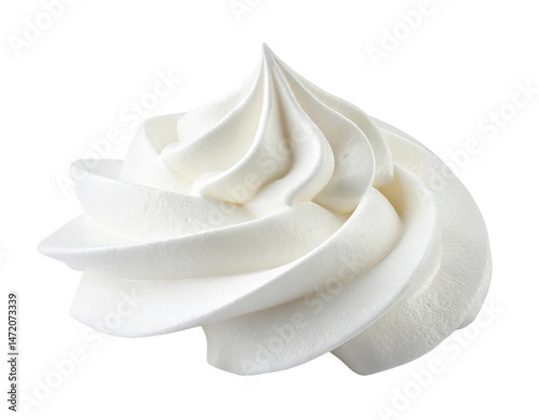 Fototapeta Whipped Cream Swirl Isolated on Transparent Background Dessert Topping