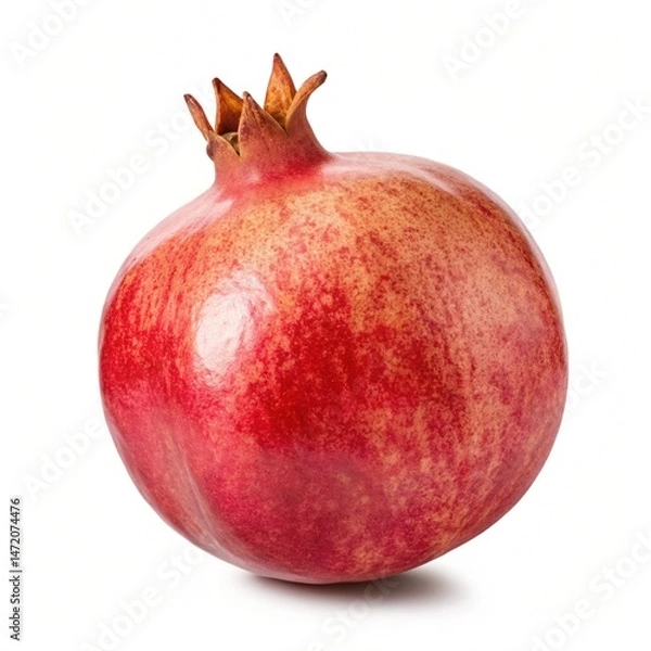 Fototapeta pomegranate, close-up, realistic, high-resolution, detailed skin texture, ripe, fresh, vibrant colors, textured surface, glossy, juicy, food photography, studio lighting
