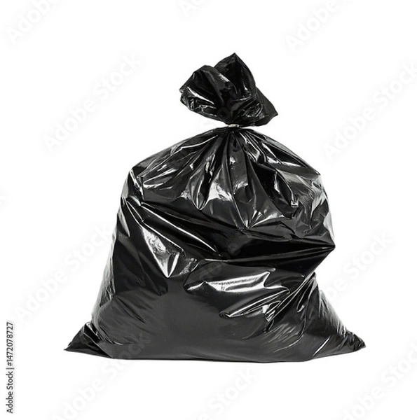 Fototapeta black trash bag, garbage bag, plastic, crumpled, wrinkled, monochrome, still life, minimalist

