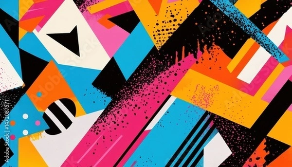 Fototapeta Vibrant Abstract Geometric Background with Bold Shapes and Bright Colors