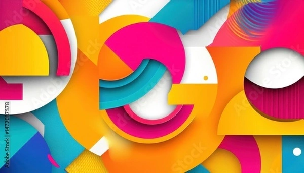 Fototapeta Vibrant Abstract Geometric Background with Bright Colors and Textured Shapes