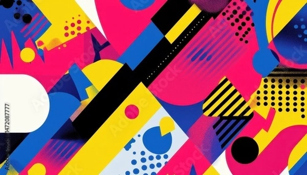 Fototapeta Vibrant Abstract Geometric Collage with Bold Colors and Dynamic Shapes