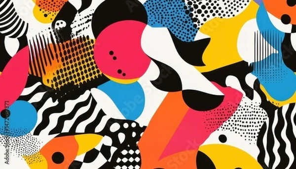 Fototapeta Vibrant Abstract Geometric Pattern with Bold Colors and Pixelated Texture