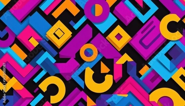 Fototapeta Vibrant Abstract Geometric Pattern with Isometric Shapes