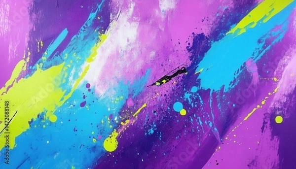 Fototapeta Vibrant Abstract Painting with Bold Brushstrokes and Colorful Splashes