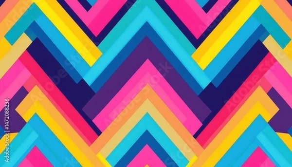 Fototapeta Vibrant Colorful Geometric Chevron Pattern Background