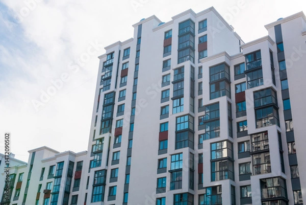 Fototapeta Architecture details of modern apartment buildings. Modern european architecture.