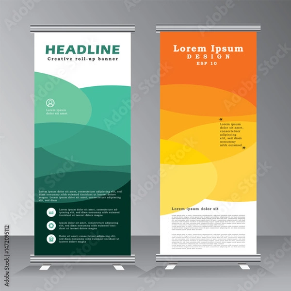 Fototapeta Modern roll up business brochure flyer banner design vertical template, cover presentation background, modern publication x-banner and flag-banner, Roll up banner stand