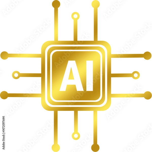 Fototapeta AI - processor, brain, best graphics on the web, vector, gold style