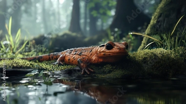 Obraz Creature resting on log in forest