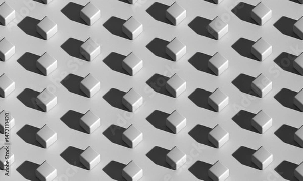 Fototapeta Minimalist Geometric Pattern with White Cubes and Shadows 3d render