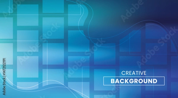 Fototapeta Blue gradient abstract background with square geometric shapes pattern in vector illustration.