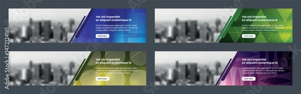 Fototapeta Horizontal banners templates with gradient colors, abstract background with geometric shape patterns. 