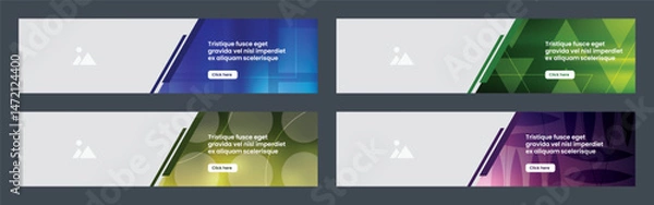Fototapeta Horizontal banners templates with gradient colors, abstract background with geometric shape patterns. 