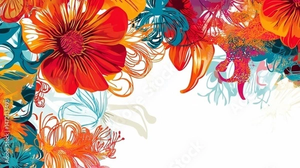 Fototapeta Vibrant floral design with bold colors and elegant patterns.