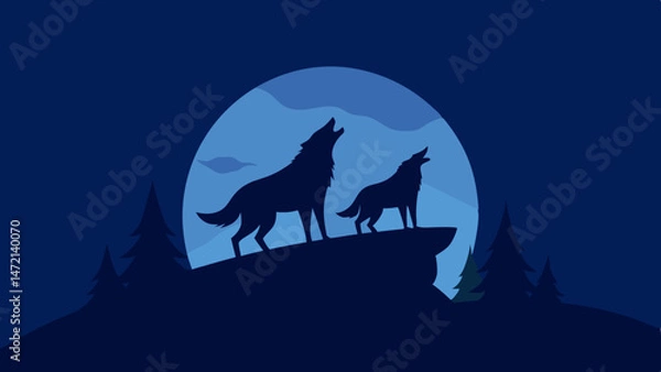 Obraz wolf howling at the moon