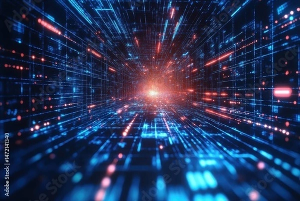 Fototapeta Digital background for artificial intelligence, neural networks, data encryption, and scientific presentations