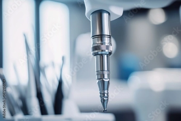 Fototapeta Detailed Close-Up of a Modern Dental Drill in a Clinical Setting, Highlighting Precision and Technology