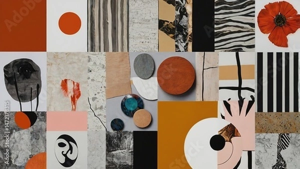 Obraz Vector seamless pattern with brushes hand drawn illustrations colorful design elements