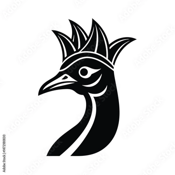 Fototapeta Elegant black and white stylized bird head vector illustration for design and branding purposes