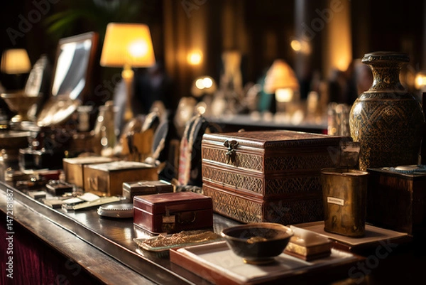 Obraz antique items on auction table