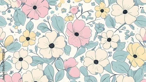 Obraz The flowers pattern with white background.
