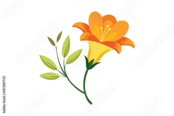 Obraz freesia with leaf vector illustration on white background