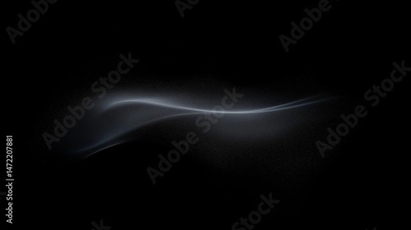 Fototapeta Ephemeral Light Trails: Subtle White Curves and Specks on a Deep Black Canvas

