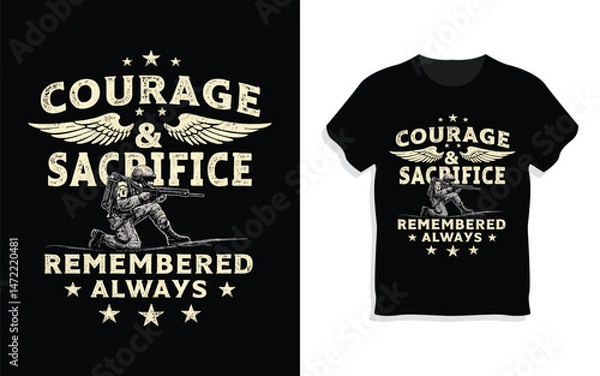 Fototapeta T-Shirt MockapVeteran's Memorial Day US Army American TShirt Design