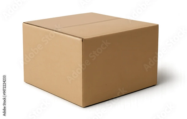 Fototapeta Closed Cardboard Box on Transparent Background