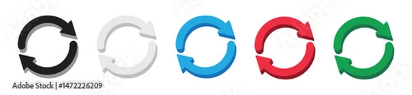 Fototapeta Rotate arrow icon collection. Refresh, reload, reset and other symbols for web or app in 3d style. Vector illustration