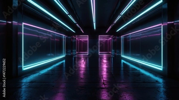 Obraz Bright light shining through an empty underground subway tunnel