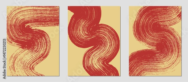 Fototapeta Set of abstract backgrounds. Ink brush strokes, patterns, posters, cover.