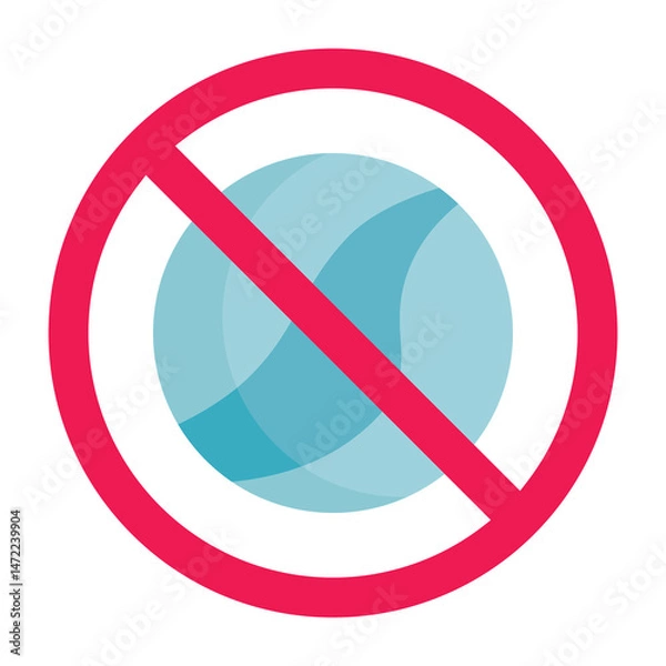 Obraz Forbidden sign with marble ball icon, no marble ball allowed sign, dont play glass ball, marble game toy symbol
