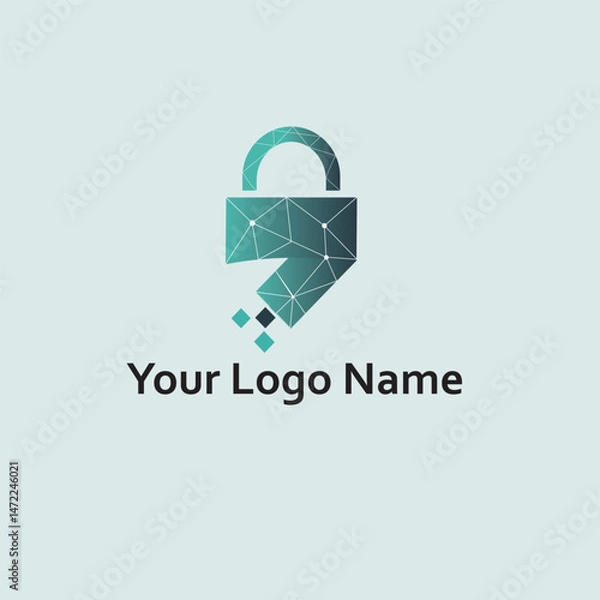 Fototapeta Tech Secure Lock Logo Design. Perfect for tech companies, app security, and network protection services.