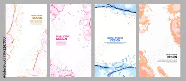 Obraz Vector illustration. Aesthetic watercolor paints. Abstract contemporary beautiful color backgrounds. Liquid marble design. Design element for poster, book or magazine cover, layout, flyer