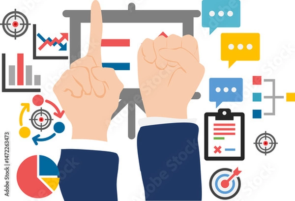 Fototapeta 新規事業を始めるイラスト