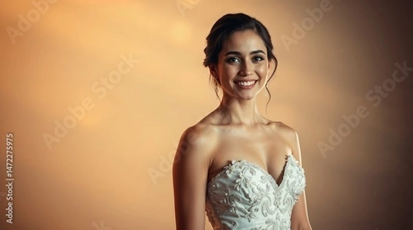 Obraz A woman in a formal ballroom wearing a stunning and elegant dress