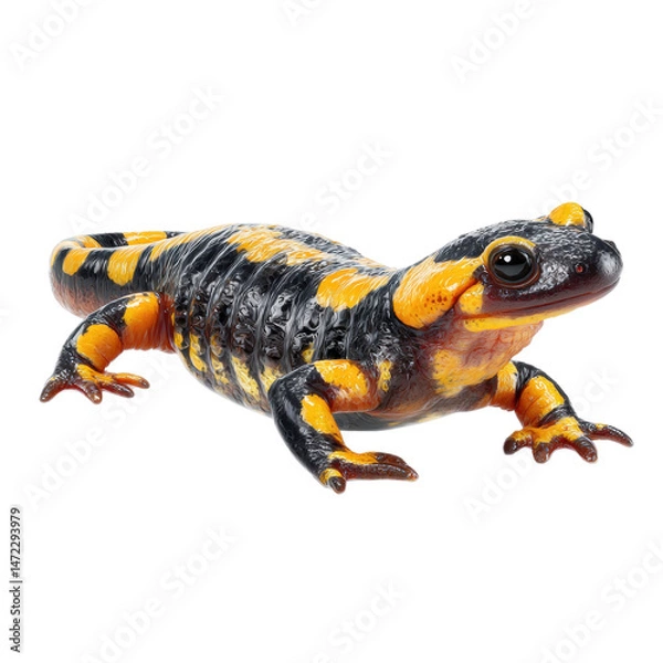 Obraz Vibrant Salamander: Nature's Colorful Marvel on white background