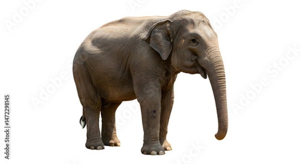 Fototapeta Elephant Standing on Transparent Background in Natural Pose